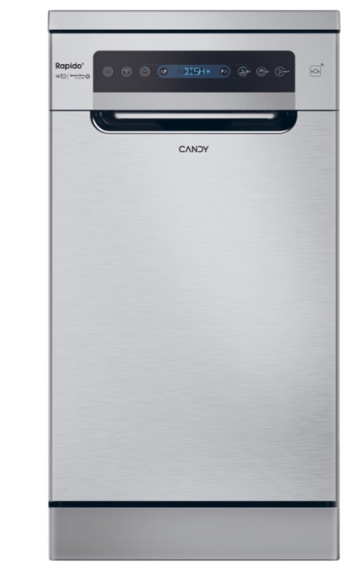 Candy CF0C7SB0FX mosogatógép, 10 teríték, automatikus ajtónyitás, inverter motor, Wifi, 44.8x60.5x84.6 cm, inox szín