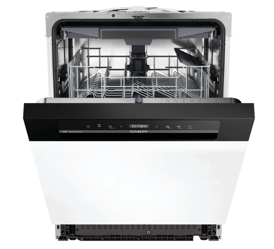 Candy CH 5B3F1B kezelőpaneles beépíthető mosogatógép, inverter motor, 3 kosár, automatikus ajtónyitás, 15 teríték, Wifi, 59.7x57.2x81.8 cm 