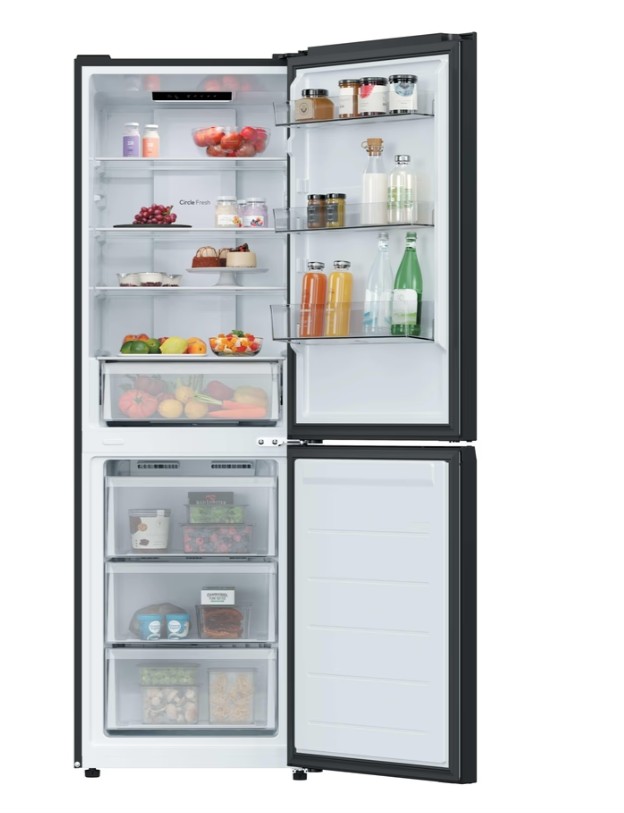 Candy CNCQ2T6S18DB Total No Frost alulfagyasztós kombinált hűtőszekrény, Wifi, 205/110L, 59.5x59.9x185 cm, fekete szín 