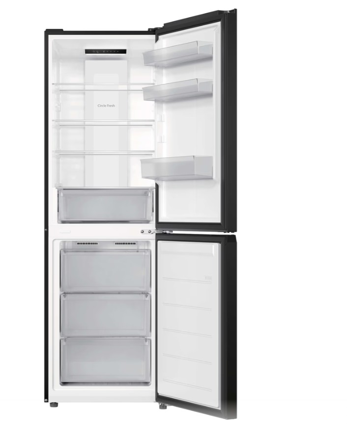 Candy CNCQ2T6S18DB Total No Frost alulfagyasztós kombinált hűtőszekrény, Wifi, 205/110L, 59.5x59.9x185 cm, fekete szín 
