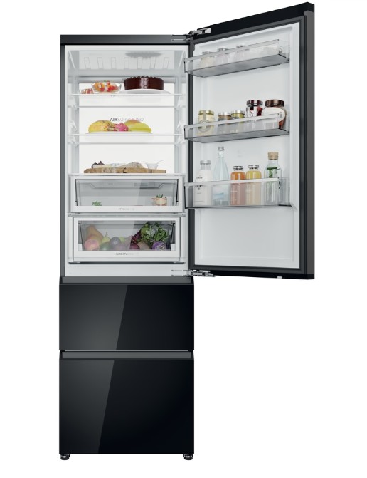Haier CST9619DNGBW Full No Frost beépíthető alulfagyasztós kombinált hűtőszekrény, 247/137L, Wifi, 59.5x60x190.6 cm, fekete szín