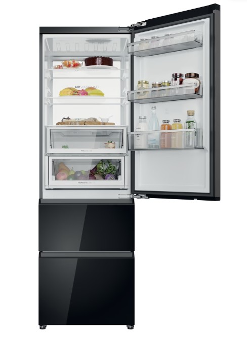 Haier CST9619DNGBW Full No Frost beépíthető alulfagyasztós kombinált hűtőszekrény, 247/137L, Wifi, 59.5x60x190.6 cm, fekete szín