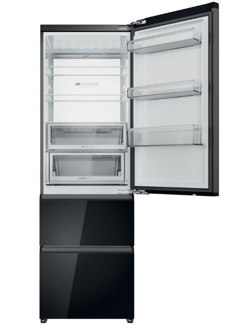 Haier CST9619DNGBW Full No Frost beépíthető alulfagyasztós kombinált hűtőszekrény, 247/137L, Wifi, 59.5x60x190.6 cm, fekete szín