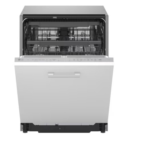 LG DB375TXS teljesen beépíthető mosogatógép, 14 teríték, inverter motor, 3 kosár, Wifi, automatikus ajtónyitás, 59.8x55.4x81.5 cm