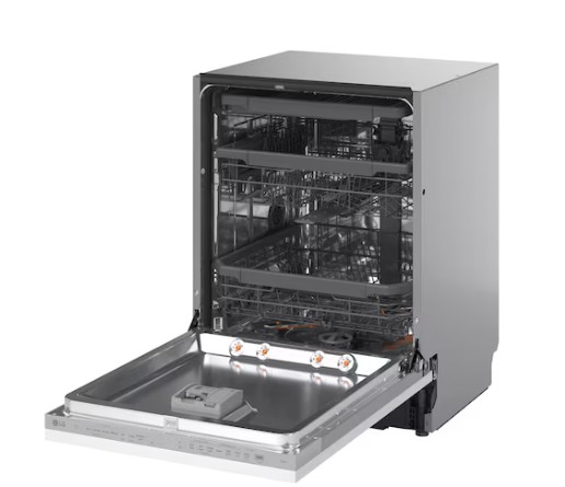 LG DB375TXS teljesen beépíthető mosogatógép, 14 teríték, inverter motor, 3 kosár, Wifi, automatikus ajtónyitás, 59.8x55.4x81.5 cm