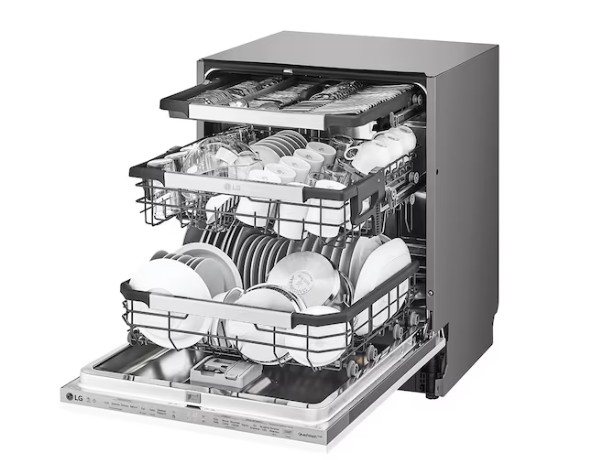 LG DB425TXS beépíthető mosogatógép, 14 teríték, inverter motor, 3 kosár, automatikus ajtónyitás, Wifi, 59.8x55.4x81.5 cm