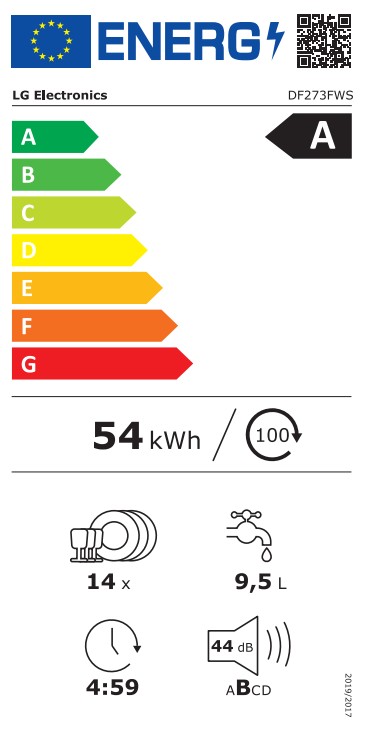 LG DF273FWS mosogatógép, 14 teríték, inverter motor, Wifi, automatikus ajtónyitás, 3 kosár, 60x60x85 cm