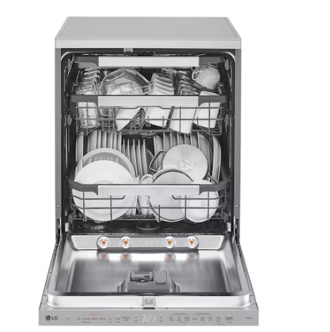 LG DF587HVS mosogatógép, 14 teríték, 3 kosár, automatikus ajtónyitás, Wifi, inverter motor, 60x60x85 cm, hamvas ezüst szín 