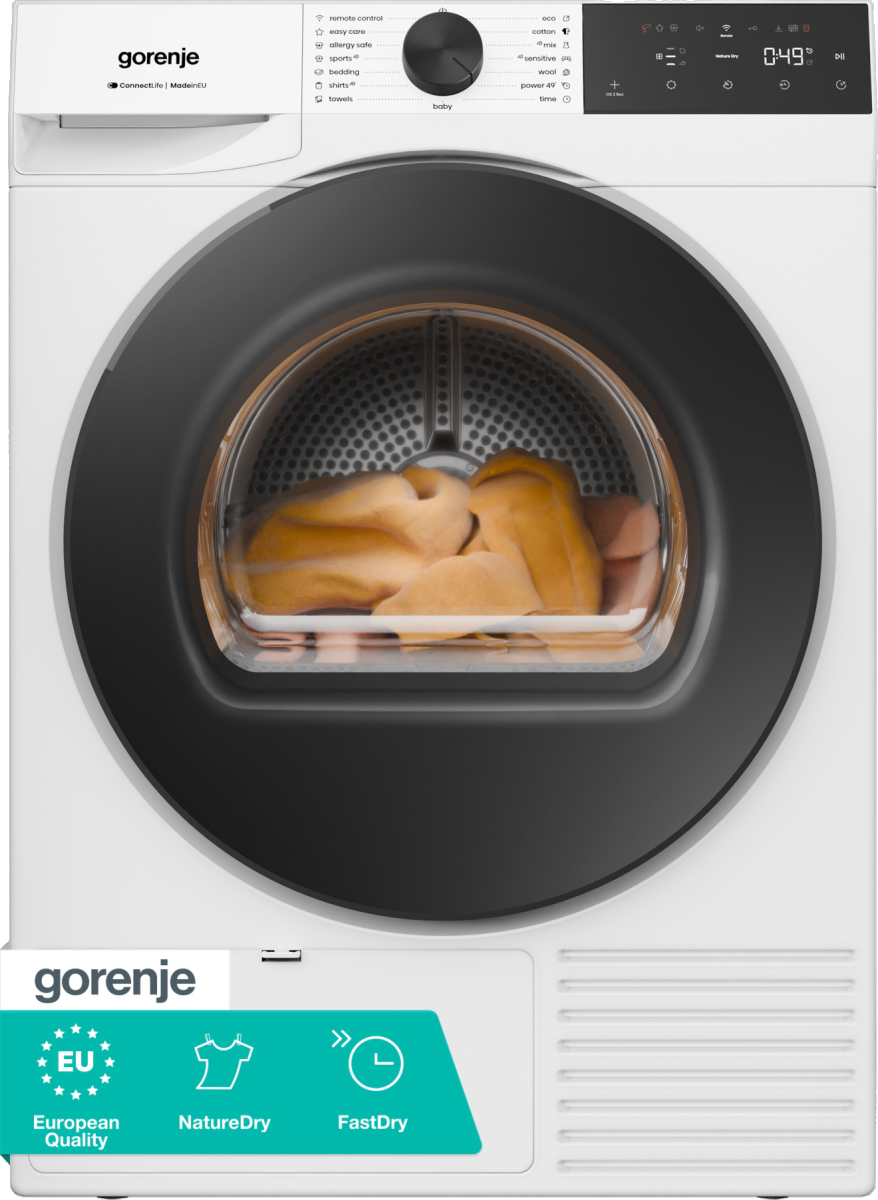 Gorenje DG41DP hőszivattyús szárítógép, 10 kg, Wifi, inverter motor, 60x62.5x85 cm