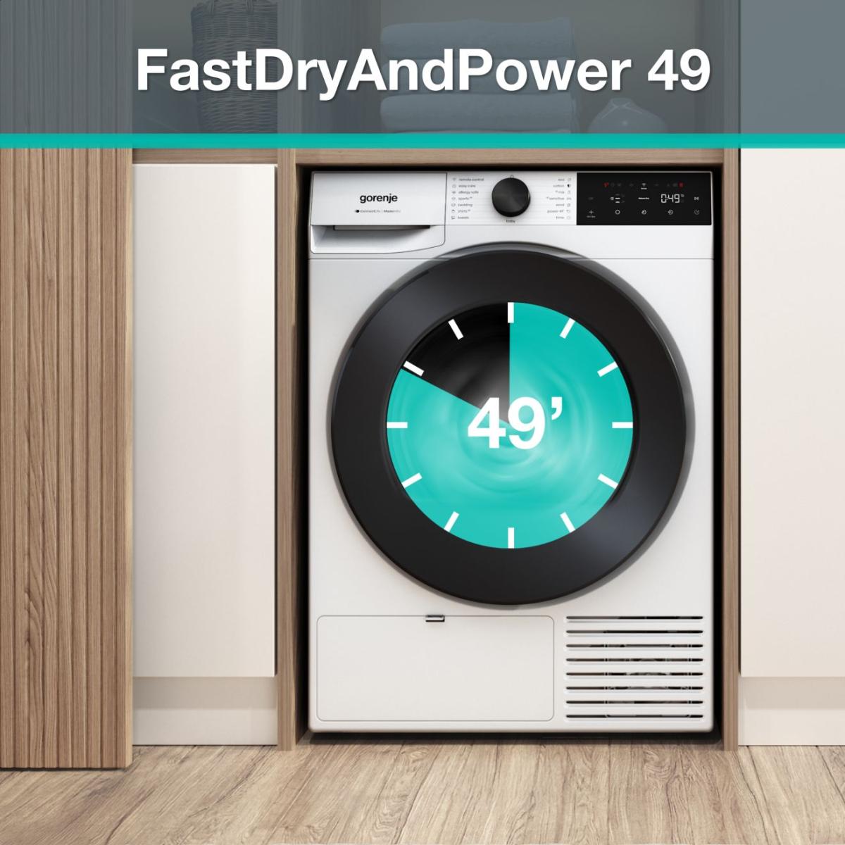 Gorenje DG41DP hőszivattyús szárítógép, 10 kg, Wifi, inverter motor, 60x62.5x85 cm