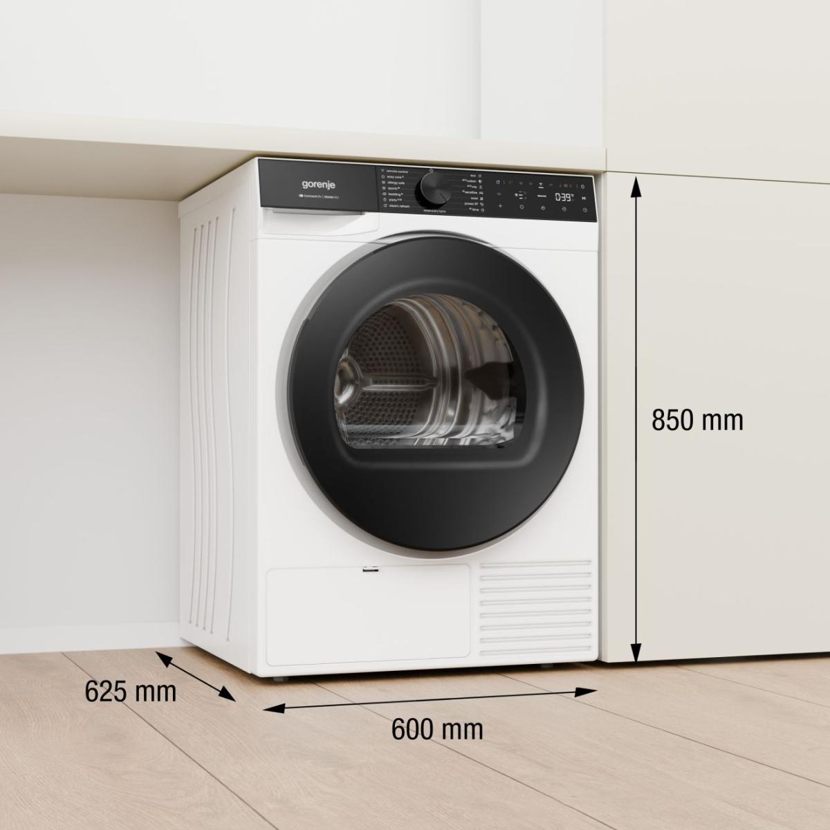 Gorenje DG69CPS hőszivattyús szárítógép, 9 kg, Wifi, gőz, inverter motor, 60x62.5x85 cm