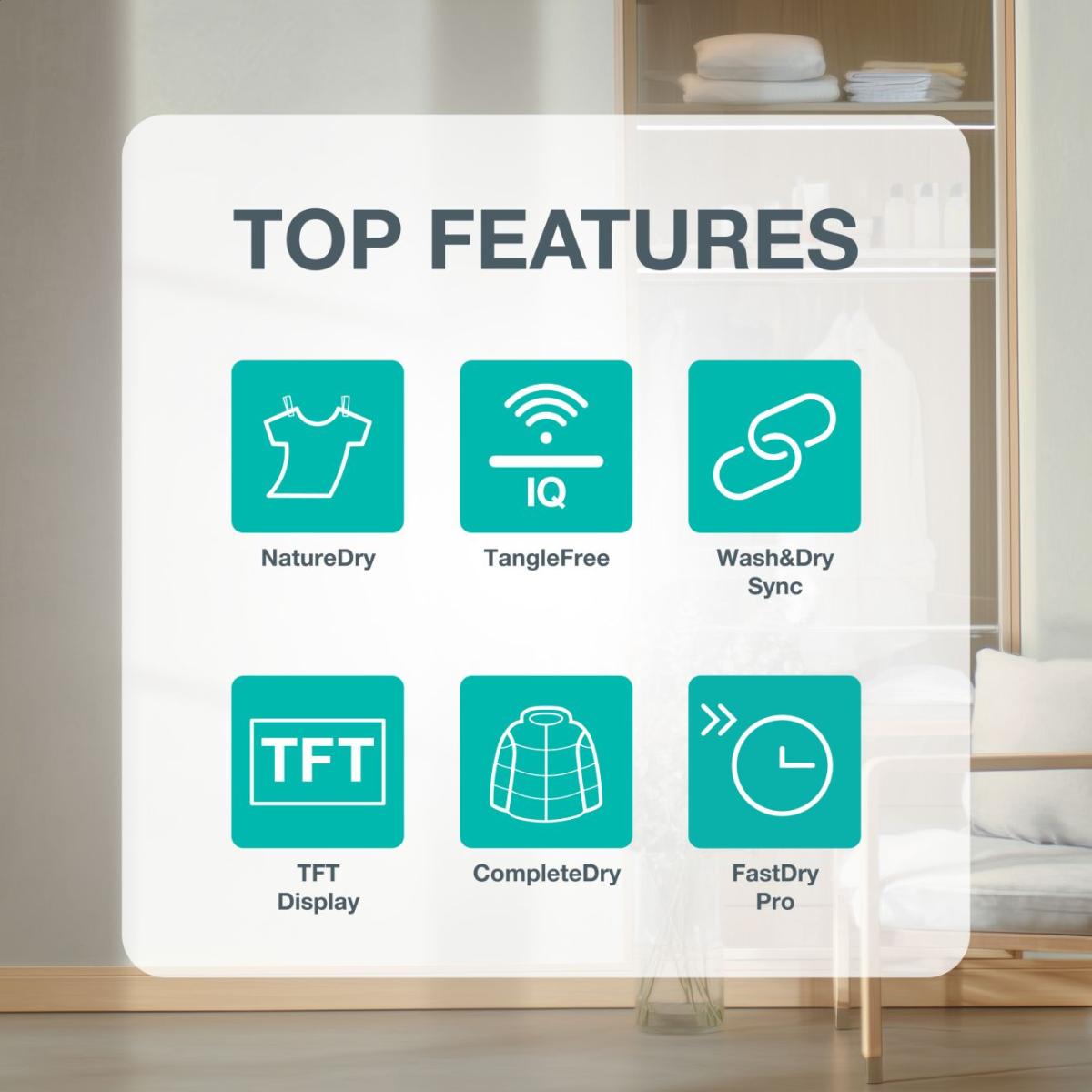 Gorenje DG81DP hőszivattyús szárítógép, 10 kg, Wifi, inverter motor, 60x62.5x85 cm
