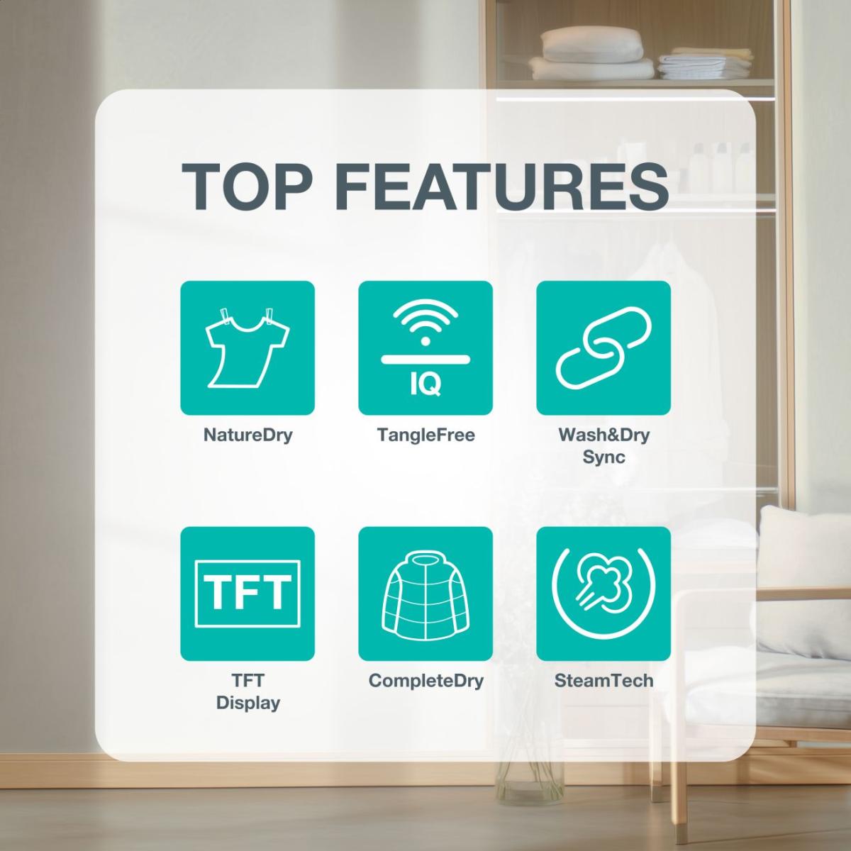 Gorenje DG89CPS hőszivattyús szárítógép, 9 kg, Wifi, gőz, inverter motor, 60x62.5x85 cm