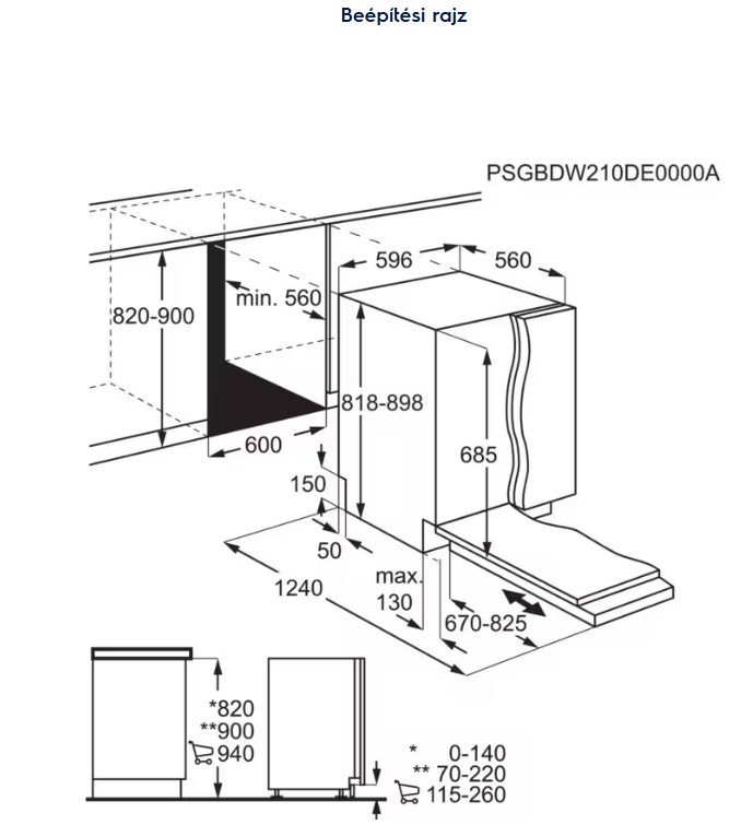 Electrolux EEG88700W teljesen beépíthető mosogatógép, 14 teríték, 3 kosár, automatikus ajtónyitás, inverter motor, 59.6x56x81.8 cm