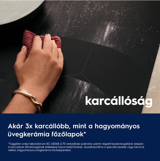 Electrolux EIV63443CT beépíthető indukciós kerámialap, Bridge összekapcsolható főzőzóna, 59x52x4.4 cm, matt fekete szín 