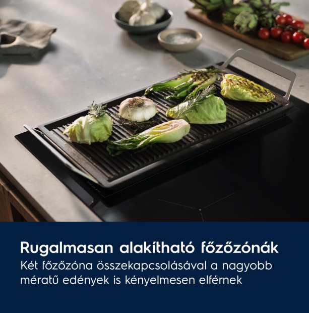 Electrolux EIV63443CT beépíthető indukciós kerámialap, Bridge összekapcsolható főzőzóna, 59x52x4.4 cm, matt fekete szín 