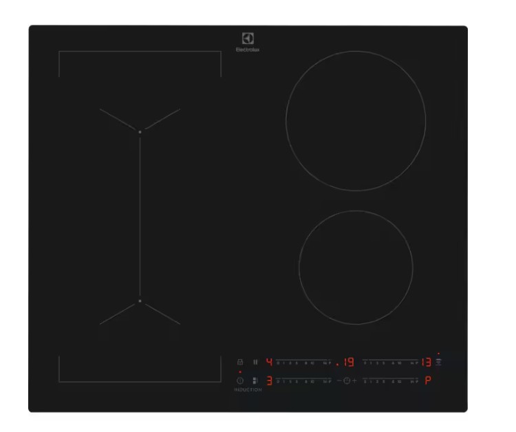Electrolux EIV63443CT beépíthető indukciós kerámialap, Bridge összekapcsolható főzőzóna, 59x52x4.4 cm, matt fekete szín 