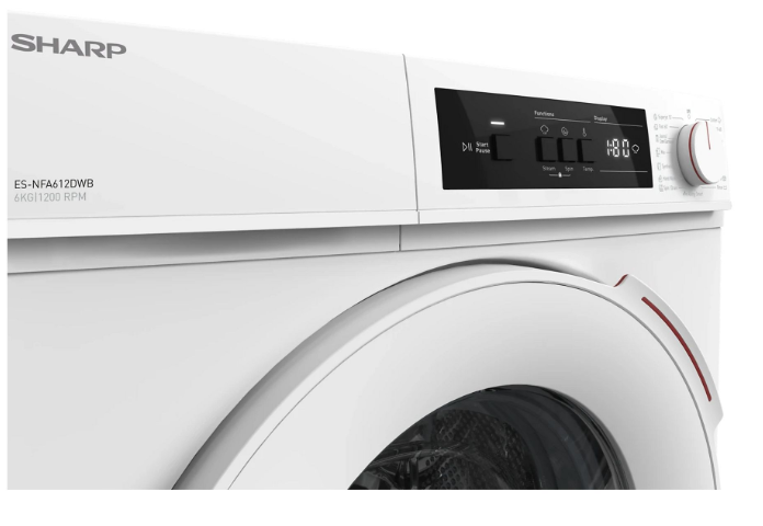 Sharp ES-NFA612DWB-EE elöltöltős mosógép, 6 kg, inverter motor, 60x42x85 cm