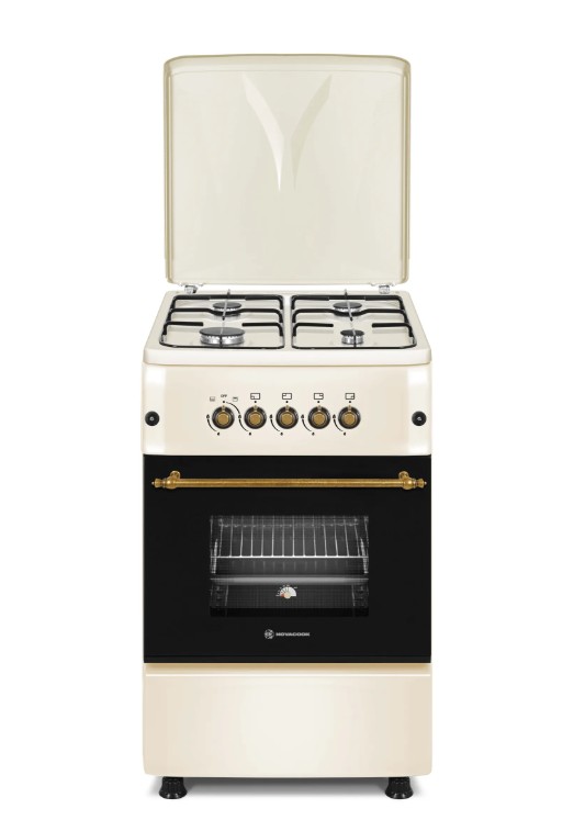 Novacook F5S40G2 gáztűzhely, 55L, 50x55x87 cm, bézs szín 