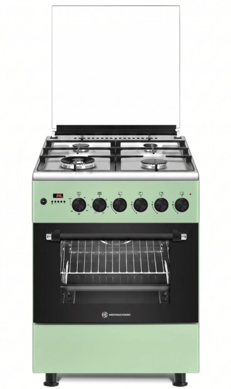 Novacook F6TS40EG kombinált tűzhely, 56L, 60x60x87 cm, pisztácia zöld szín 