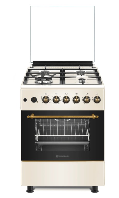 Novacook F6TS40EG kombinált tűzhely, 56L, 60x60x87 cm, krém/retro bézs szín 