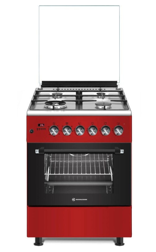 Novacook F6TS40RD meggypiros kombinált wok gáz égős tűzhely légkeveréssel, 56L, 60x60x87 cm 