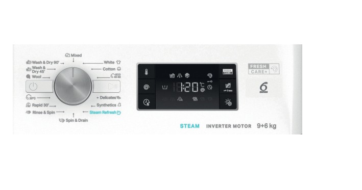 Whirlpool FFWDB 964489 SV EE mosó-szárítógép, 9/6 kg, inverter motor, 59.5x54x85 cm