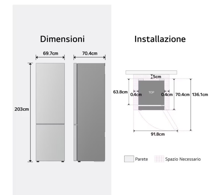 LG GBBW322CPY Total No Frost alulfagyasztós kombinált hűtőszekrény, 326/139L, Wifi, Smart Inverter Kompresszor, 69.7x70.4x203 cm, prime silver szín 