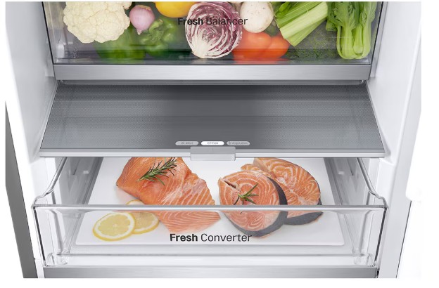 LG GBV7280AMB alulfagyasztós kombinált hűtőszekrény, 277/110L, Smart Inverter Kompresszor, 59.5x67.5x203 cm, ragyogó metál szín 