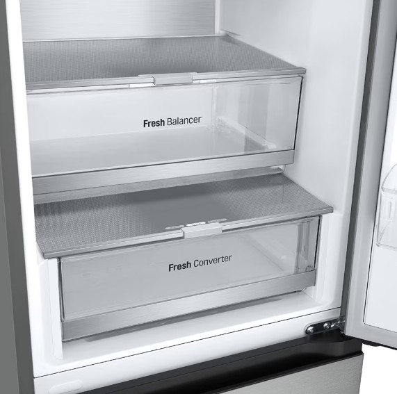LG GBV7280AMB alulfagyasztós kombinált hűtőszekrény, 277/110L, Smart Inverter Kompresszor, 59.5x67.5x203 cm, ragyogó metál szín 
