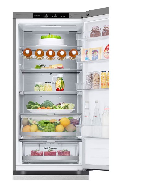 LG GBV7280AMB alulfagyasztós kombinált hűtőszekrény, 277/110L, Smart Inverter Kompresszor, 59.5x67.5x203 cm, ragyogó metál szín 