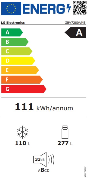 LG GBV7280AMB alulfagyasztós kombinált hűtőszekrény, 277/110L, Smart Inverter Kompresszor, 59.5x67.5x203 cm, ragyogó metál szín 