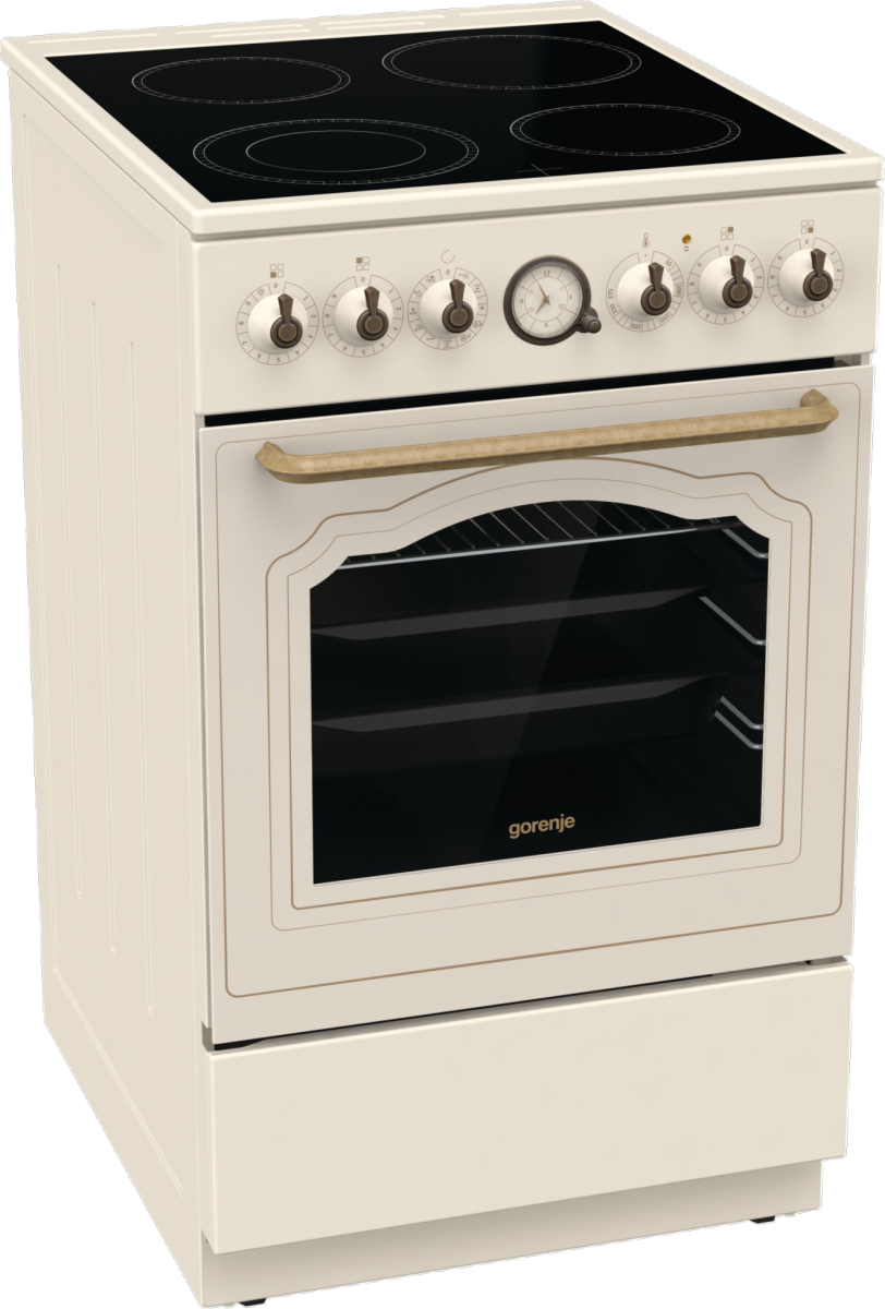 Gorenje GECS5B70CLI kerámialapos elektromos tűzhely extra gőzfunkcióval Classico Design, 70L, 50x59.4x85 cm