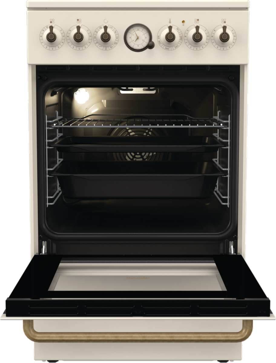 Gorenje GECS5B70CLI kerámialapos elektromos tűzhely extra gőzfunkcióval Classico Design, 70L, 50x59.4x85 cm