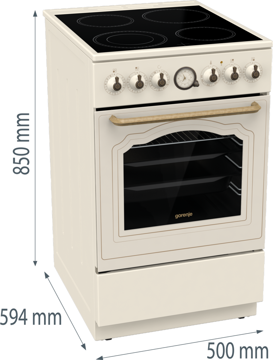 Gorenje GECS5B70CLI kerámialapos elektromos tűzhely extra gőzfunkcióval Classico Design, 70L, 50x59.4x85 cm