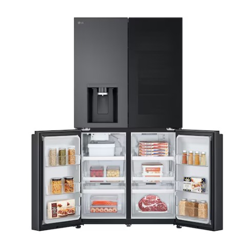 LG GMK960EV2E side by side hűtőszekrény francia ajtós kialakítással, Lineáris Inverter Kompresszor, Wifi, 91.4x72.9x179.2 cm, fémes fekete szín 