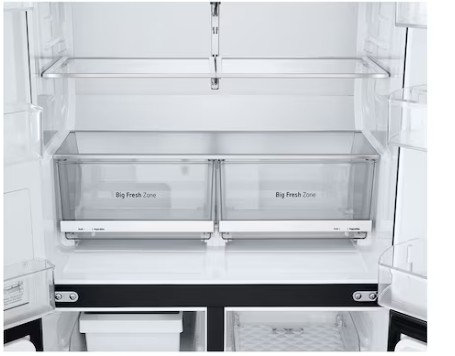 LG GMK960EV2E side by side hűtőszekrény francia ajtós kialakítással, Lineáris Inverter Kompresszor, Wifi, 91.4x72.9x179.2 cm, fémes fekete szín 