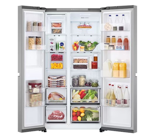 LG GSBC40PYPE side by side hűtőszekrény, 423/241L, Smart Inverter Kompresszor, 91.3x73.5x179 cm, hamvas matt ezüst szín 