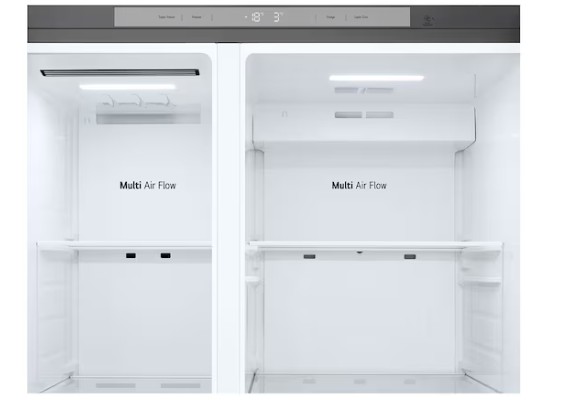 LG GSBC40PYPE side by side hűtőszekrény, 423/241L, Smart Inverter Kompresszor, 91.3x73.5x179 cm, hamvas matt ezüst szín 