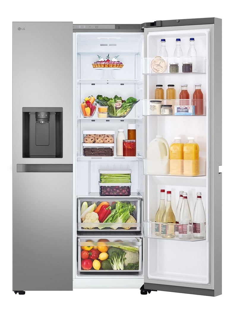 LG GSLC40PYPE side by side hűtőszekrény, 417/221L, Smart Inverter Kompresszor, 91.3x73.5x179 cm, hamvas matt ezüst szín
