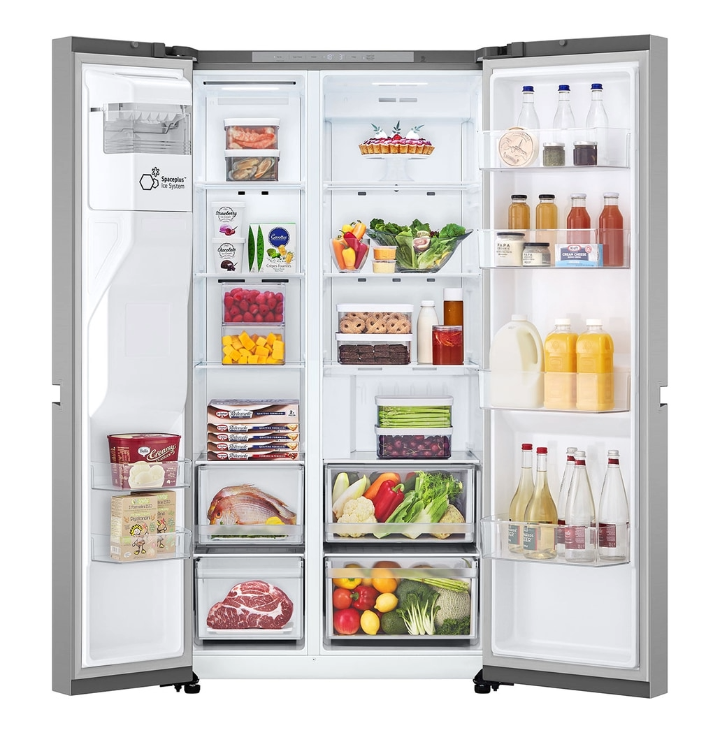 LG GSLC40PYPE side by side hűtőszekrény, 417/221L, Smart Inverter Kompresszor, 91.3x73.5x179 cm, hamvas matt ezüst szín