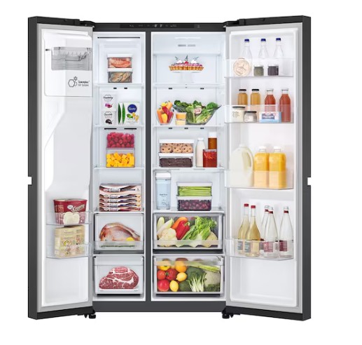 LG GSLC41EPPE side by side hűtőszekrény, 420/221L, Smart Inverter Kompresszor, 91.3x73.5x179 cm, matt éjfekete szín