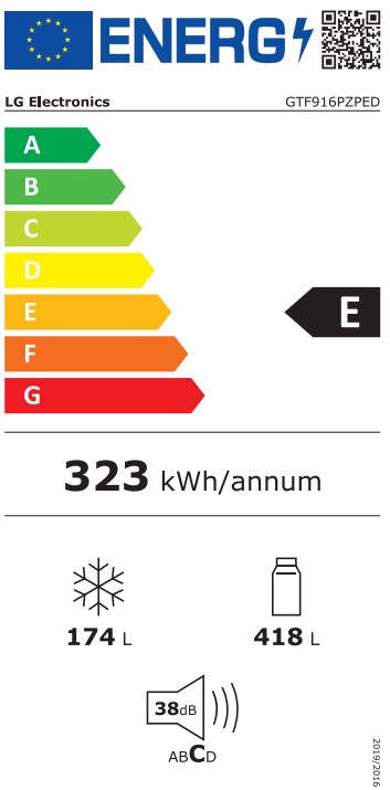 LG GTF916PZPED felülfagyasztós kombinált hűtőszekrény, 418/174L, Smart Inverter Kompresszor, Wifi, 86x73x184 cm, hamvas matt ezüst szín 