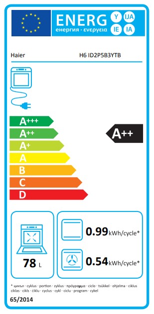 Haier H6 ID2P5B3YTB beépíthető sütő, 78L, pirolitikus és hidrolitikus tisztítás, Wifi, 59.5x56.8x59.5 cm, fekete szín 