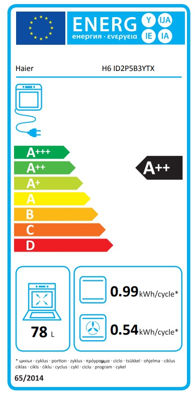 Haier H6 ID2P5B3YTX beépíthető sütő, 78L, Wifi, pirolitikus és hidrolitikus tisztítás, 59.5x56.8x59.5 cm, fekete szín 