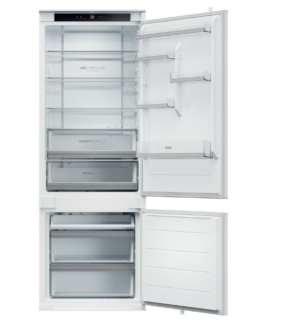 Haier HBQW5719E Total No Frost beépíthető alulfagyasztós kombinált hűtőszekrény, 281/101L, Wifi, 69x55x193.5 cm