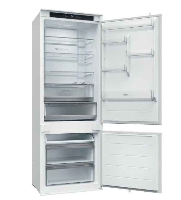 Haier HBQW5719E Total No Frost beépíthető alulfagyasztós kombinált hűtőszekrény, 281/101L, Wifi, 69x55x193.5 cm