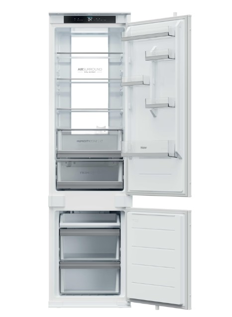 Haier HBQW7519D No Frost beépíthető alulfagyasztós kombinált hűtőszekrény, Wifi, 211/73L, 54x55x193.5 cm