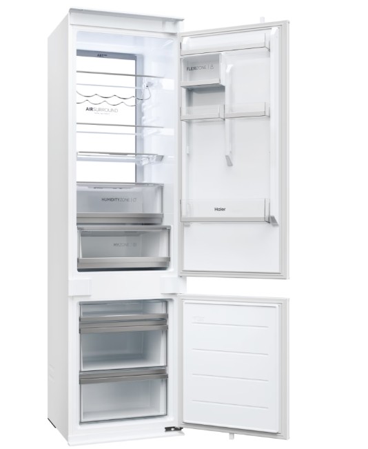 Haier HBW7519C No Frost beépíthető alulfagyasztós kombinált hűtőszekrény, 214/86L, Wifi, 54x55x193.5 cm