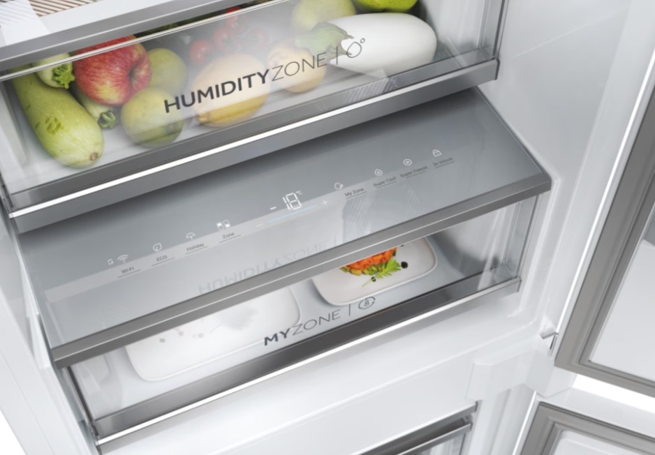 Haier HBW7519C No Frost beépíthető alulfagyasztós kombinált hűtőszekrény, 214/86L, Wifi, 54x55x193.5 cm